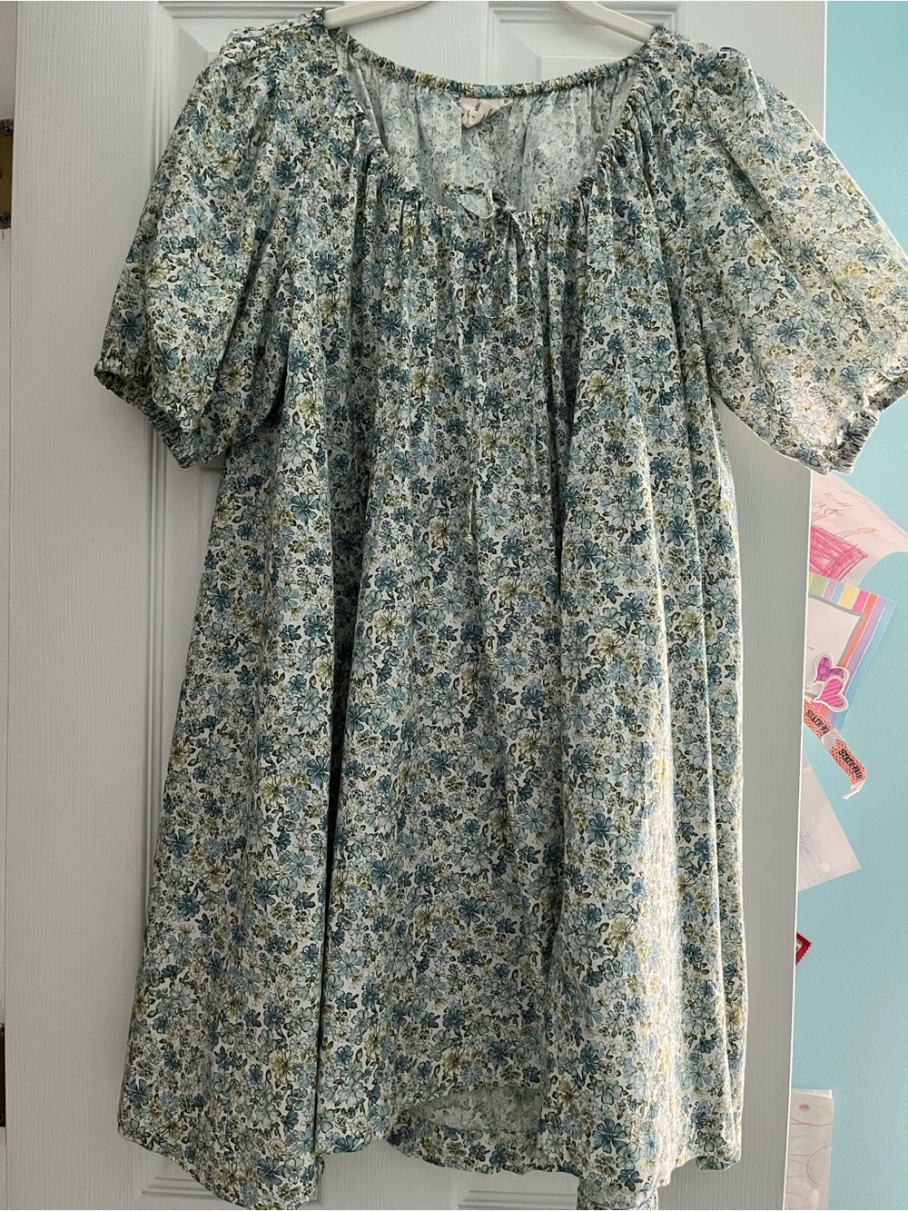 OAK MEADOW Blue/Green Floral Mini Dress! Size M! EUC!